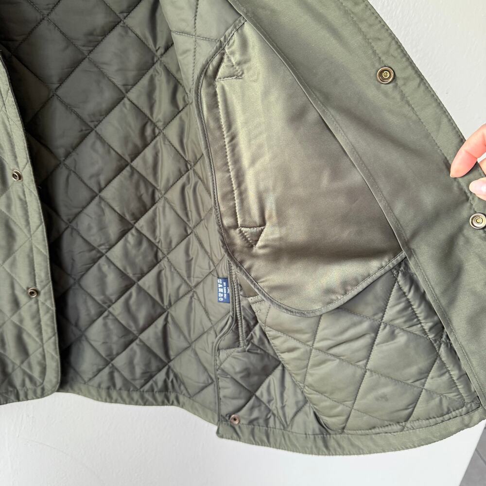 Ralph Lauren Olive Green Men’s Quilted Hunting jacket corduroy collar size L - Picture 9 of 12